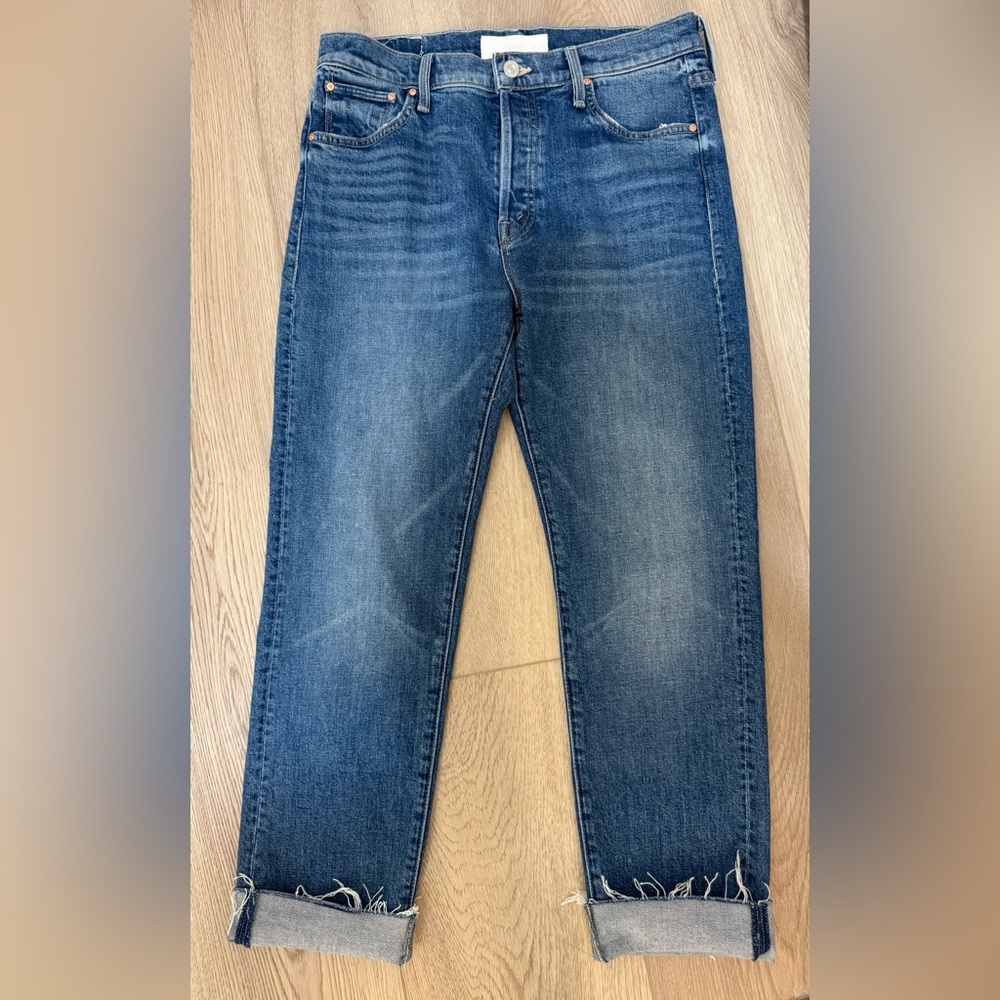 Women’s Mother The Scrapper Cuff Ankle Fray Jeans Running with Scissors 27